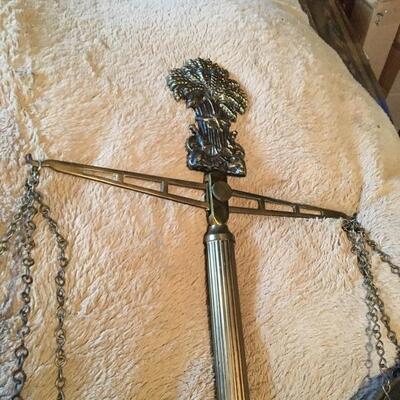 Large Vintage Brass 25â€ Store Display or Lawyer Scale. LOT 44