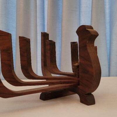 Lot 17: Vintage Mid Century Modern Wood Candle Holder 
