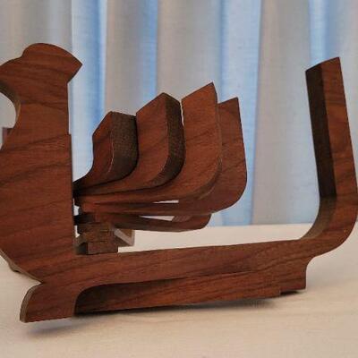 Lot 17: Vintage Mid Century Modern Wood Candle Holder 