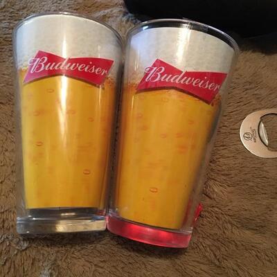 BUDWEISER Promo Bucket, Glasses and Opener LOT 52
