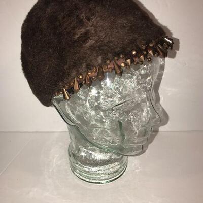 Vintage Empress  Beaded Brown hat 