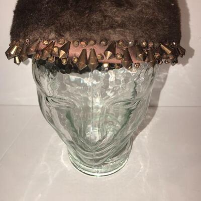 Vintage Empress  Beaded Brown hat 