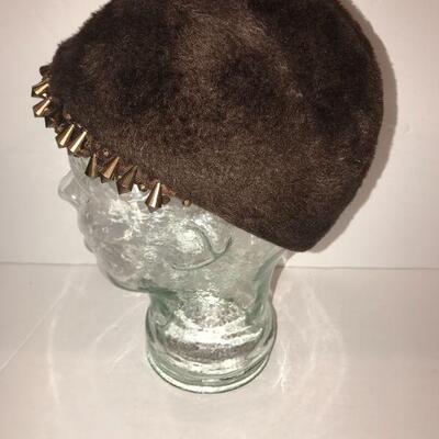 Vintage Empress  Beaded Brown hat 