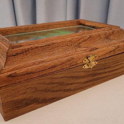 Lot 68: Vintage Mirror Top Bird Theme Jewelry Trinket Box