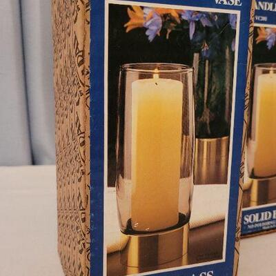 Lot 70: (2) New COBRAS Solid Brass Designer Candle Holders