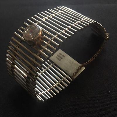 Deco Style Sterling Cuff Bangle Bracelet 76!grams. LOT 64