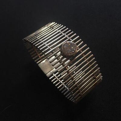 Deco Style Sterling Cuff Bangle Bracelet 76!grams. LOT 64