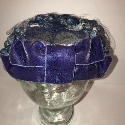 Vintage  Hat Big Ribbon Velvet ? Grapes 