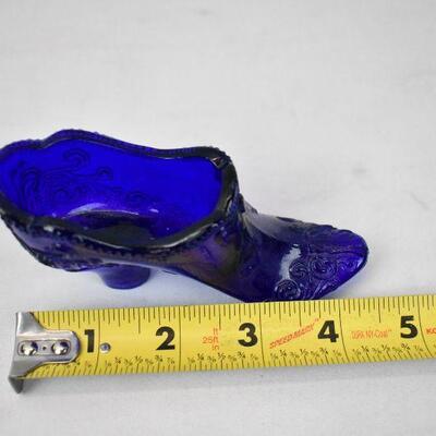 Cobalt Blue Moser Glass Shoe - Vintage