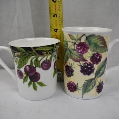 6 pc Coffee Mugs (1 has lid for travel) Religious & Floral