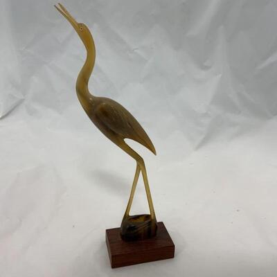 -30- VINTAGE | 1960s Carved Horned Figure | Stork Egret Herron Crane