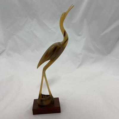 -30- VINTAGE | 1960s Carved Horned Figure | Stork Egret Herron Crane