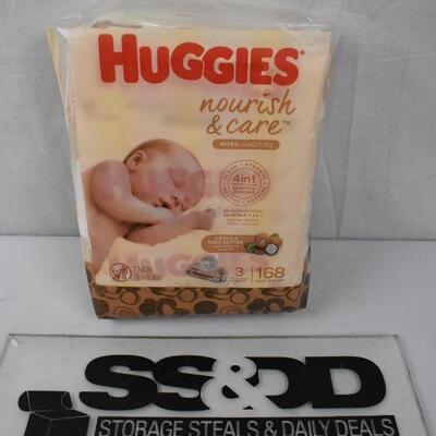 Huggies Nourish & Care Scented Baby Wipes, 3 Flip-Top Packs (168 Wipes) - New
