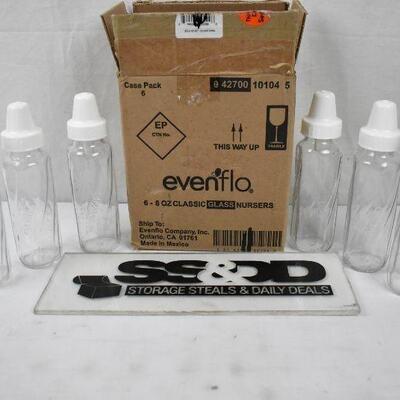 Evenflo Glass Bottles, Qty 6, 8 oz each - New