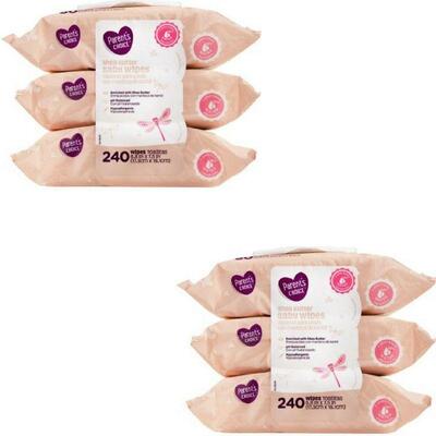 2x Parent's Choice Shea Butter Baby Wipes, 3 packs of 80 (240 count)