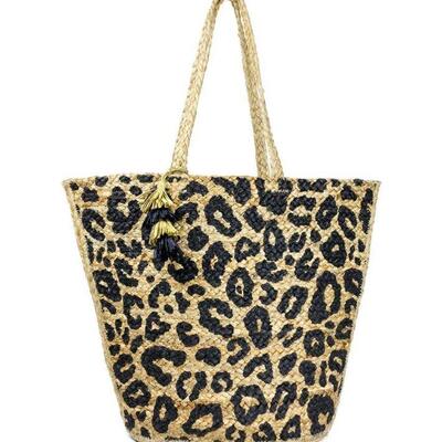Magid Straw Jute Leopard Print Tote Handbag Purse - New