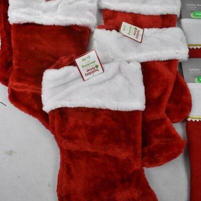 9 pc Red Christmas Holiday Stockings - New