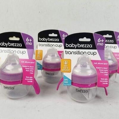 Qty 4 Baby Brezza Transitional Soft Spout Trainer Sippy Cup - New