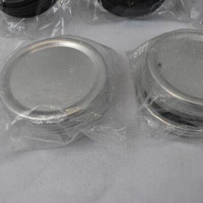 27 pc Jar Lids. 3 Black for Decorative Use, 24 Sealable Lids - New