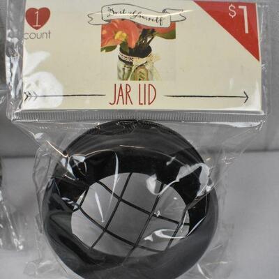 27 pc Jar Lids. 3 Black for Decorative Use, 24 Sealable Lids - New