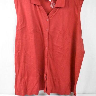 Lane Bryant Sleeveless Button Up Shirt, size 3X, Red - New
