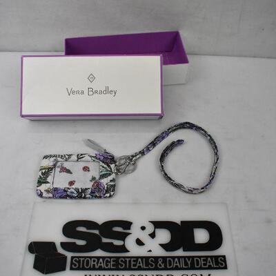 Vera Bradley Purple Hydrangeas & Red Lady Bugs Coin Purse with Clip & Box - New