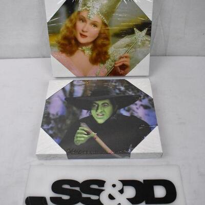 Two 8x10 Canvas Art: Glinda the Good Witch & Wicked Witch of the West - New