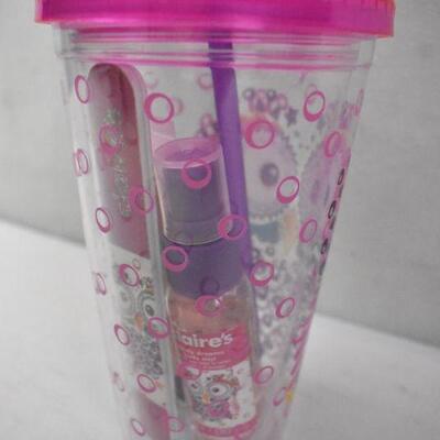 Owl Reusable Straw Cup with Body Mist, Lotion, Nail File & Lip Balm - New