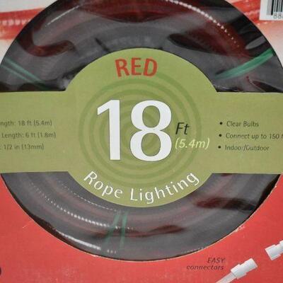 2 packages Red Rope Lighting, 18 feet each - New