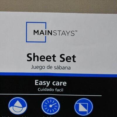 Mainstays 300 Easy Care Sheet Set, Twin/Twin XL, Brownstone - New