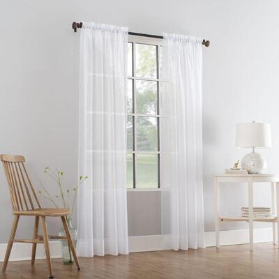Qty 2 Mainstays Marjorie Sheer Voile Curtain Panels, White, 59
