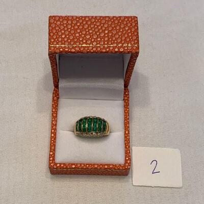 #2 Gold/Green Ring Size 7