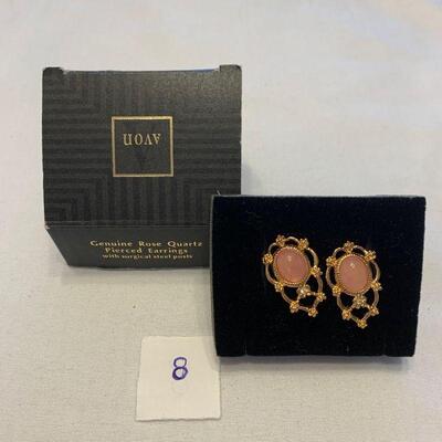 #8 Rose Quartz Earrings-Avon
