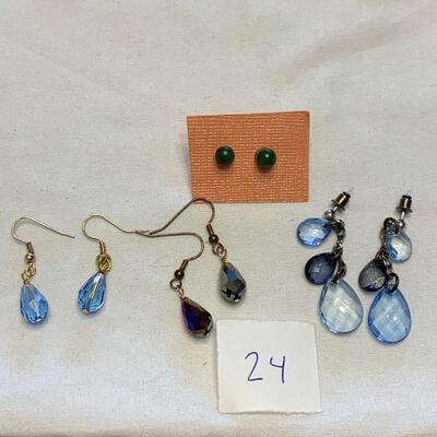 #24 Earrings 4 Pair Blue/Green