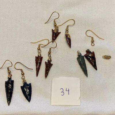 #34 Earrings 3 Pair & Pieces