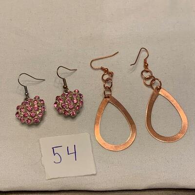#54 Earrings 2 Pair Rosegold/PInk