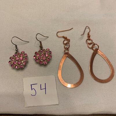 #54 Earrings 2 Pair Rosegold/PInk