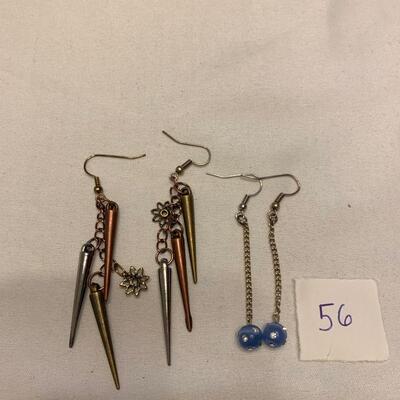 #56 Earrings 2 Pair Blue/Multi