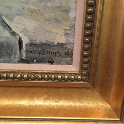 Large Renoir Print on Canvas and Gallery Frame with Light 25.5â€ x 33â€. LOT A38