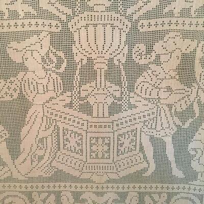 Rare Antique Handmade Lace Tapestry 60â€ x 20â€ with Frame. LOT A36