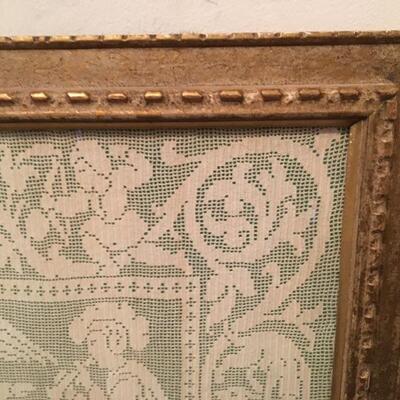 Rare Antique Handmade Lace Tapestry 60â€ x 20â€ with Frame. LOT A36
