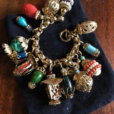 Vintage Napier 8â€ Charm Bracelet Asian Lanterns 1950s. LOT A28