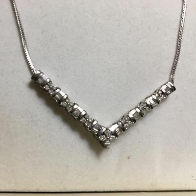 14K White Gold and Diamond 2 CTW Necklace 18â€. LOT A16