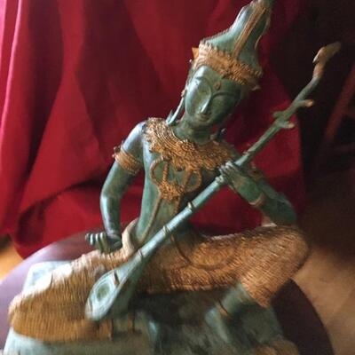 Large Vintage Bronze Hindu God Statue 10 x 7 x 12â€ Tall. LOT A14