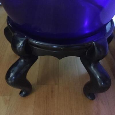Massive 30â€ Tall Vintage Cobalt Blue Glass Floor Vase. LOT A1