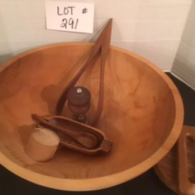 B - 291  Very Large Wooden Salad Bowl  & More
