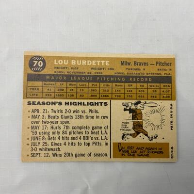 -50- BURDETTE | 1960 TOPPS Card #70 | Milwaukee Braves