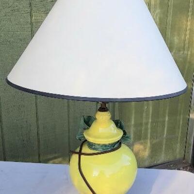 Yellow Lamp with Shade and Finial