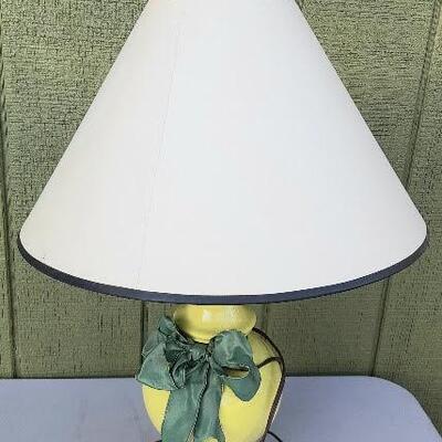 Yellow Lamp with Shade and Finial
