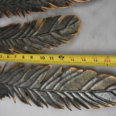 5 pc Metal Feathers Wall Decor